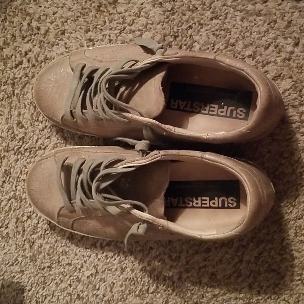 Golden Goose Deluxe Superstar Womens Sneakers Glitter/Tan/Beige